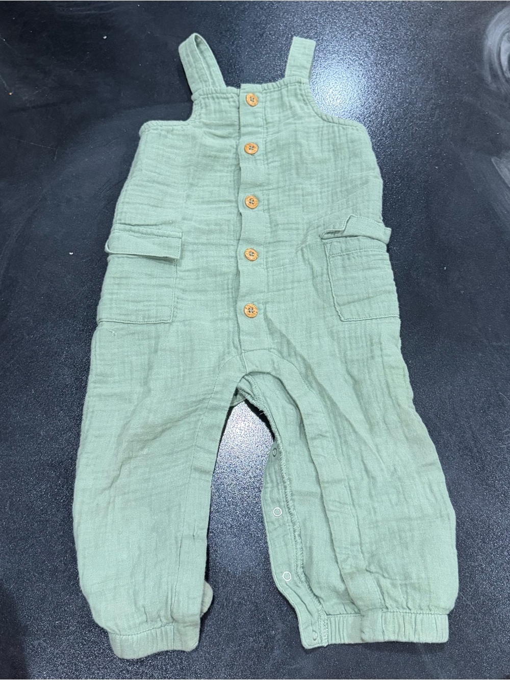 Cat & Jack Sage Green Baby Overalls with Front Buttons